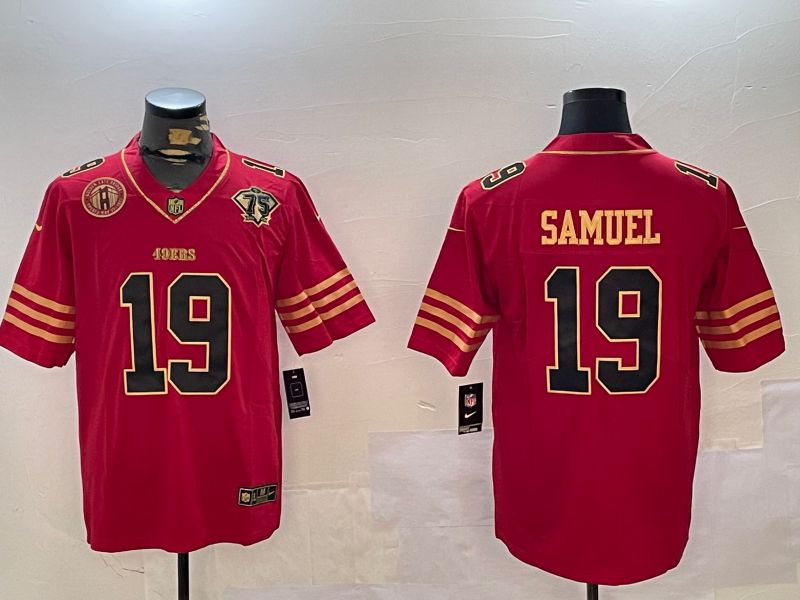 Men San Francisco 49ers 19 Samuel Red Gold 2024 Nike Limited NFL Jersey style 12302
